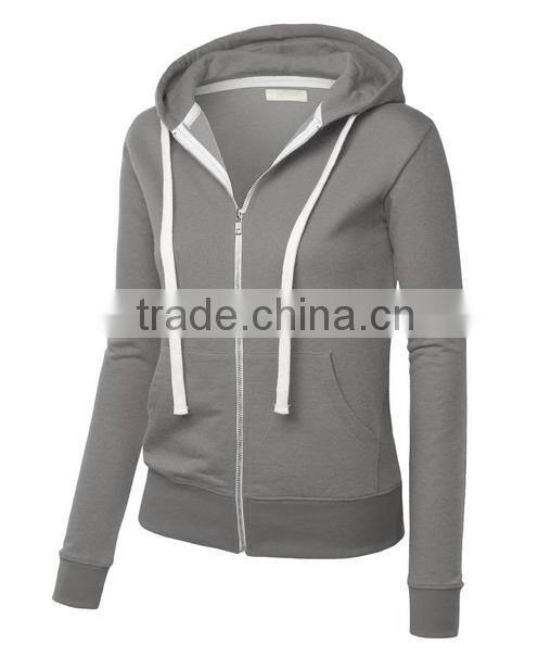 Womens Cotton Long Sleeve Hooded Sweatshirts Zipper