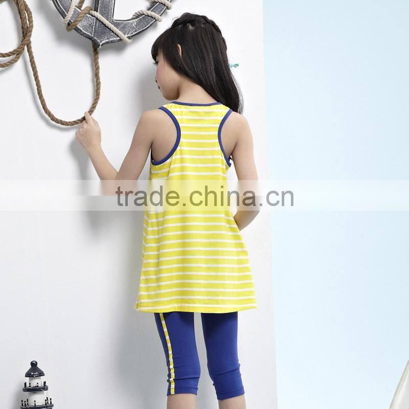 2016 wholesale leisure boutique customized stripe children clothing sets for summer