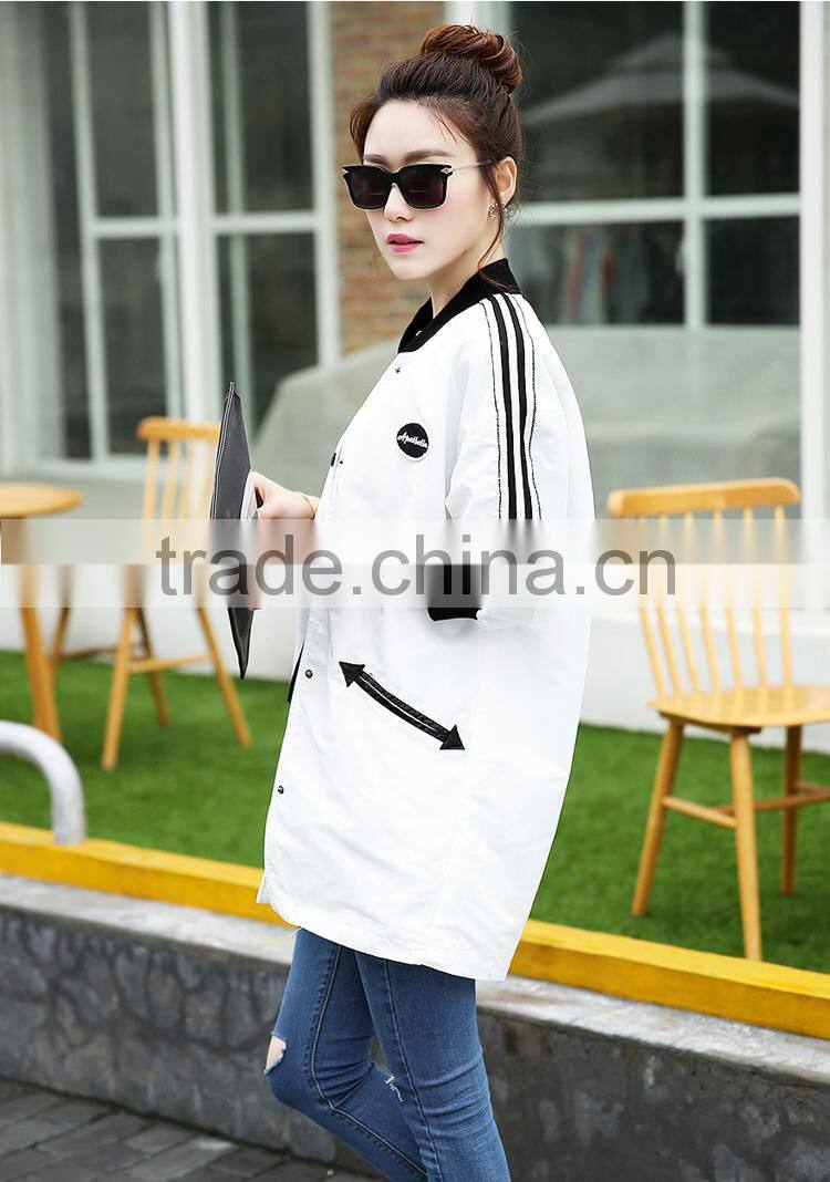 2015 Hot Selling Long Women Plain Baseball Jacket