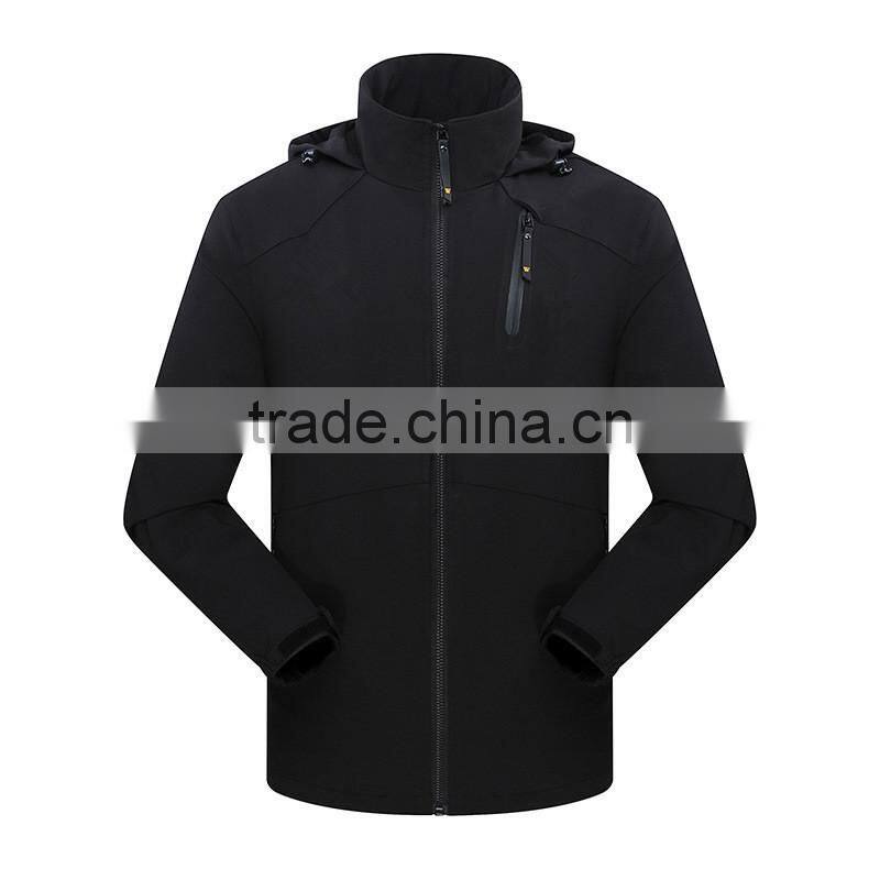 2017 Latest Design Black Blank Softshell Jackets with Pockets