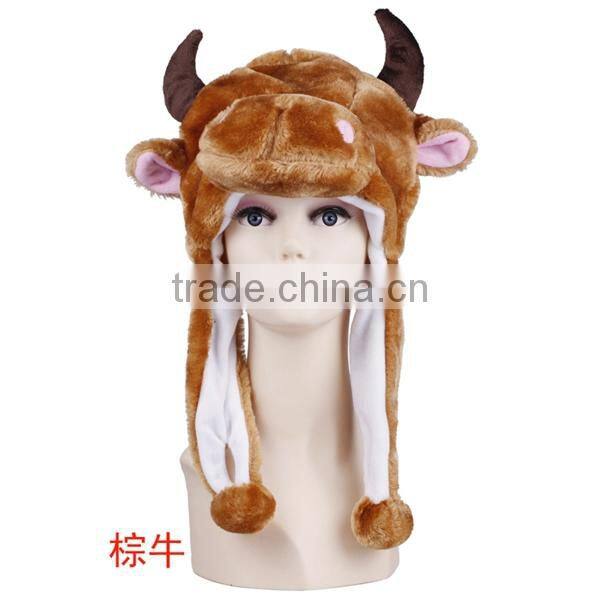 2013 winter plush funny fur animal hats with paws