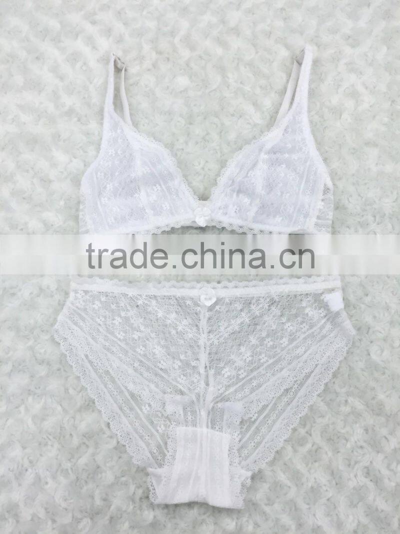 Beauty Bowknot Sexy Ladies Transparent Bra Panty Set New Design