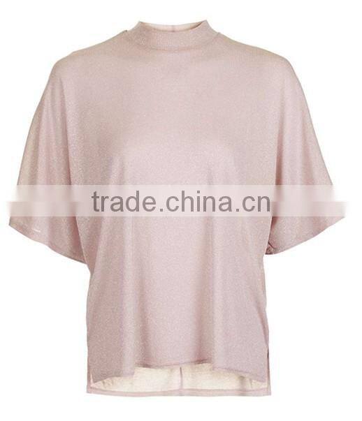 Blank women metallic batwing t-shirt