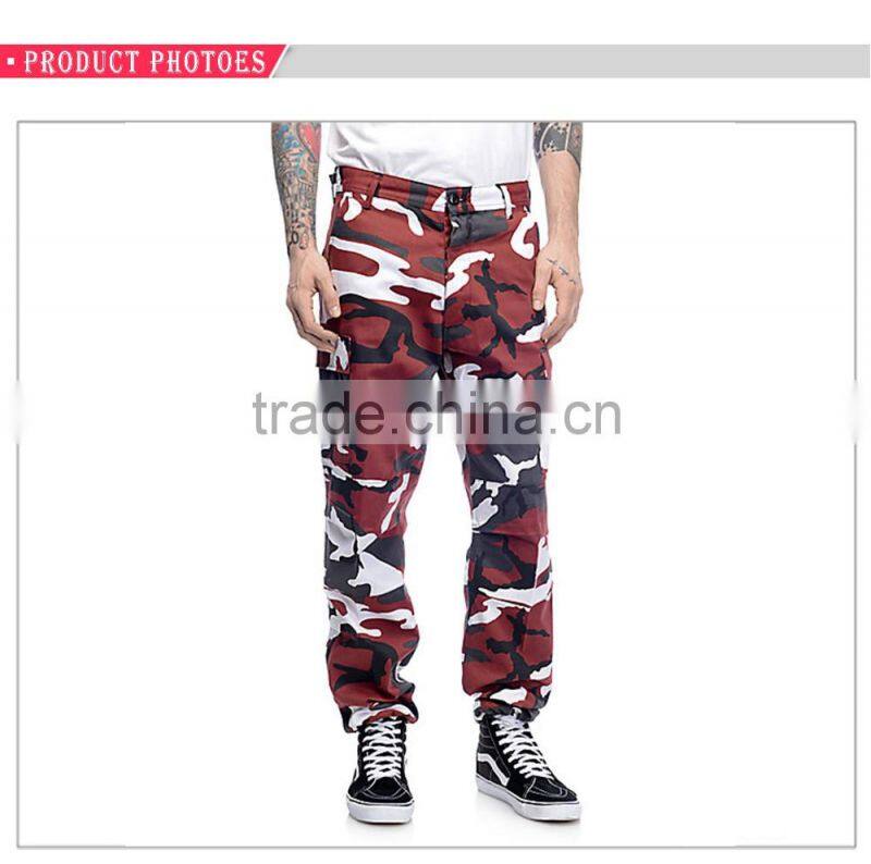 Sport Red camo cargo cotton, polyester pants men's jeans&pants