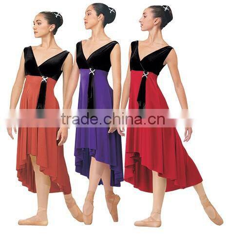 Fashional irregular design-girls dance costumes velvet satge ballet costumes for sale