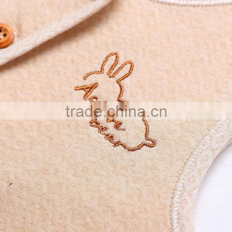 New Spring Baby Vest Natural Colored Cotton Top Unisex Cardigan Kniting Cartoon OEM Service