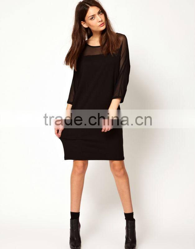 Sheer Panel Jersey Dress