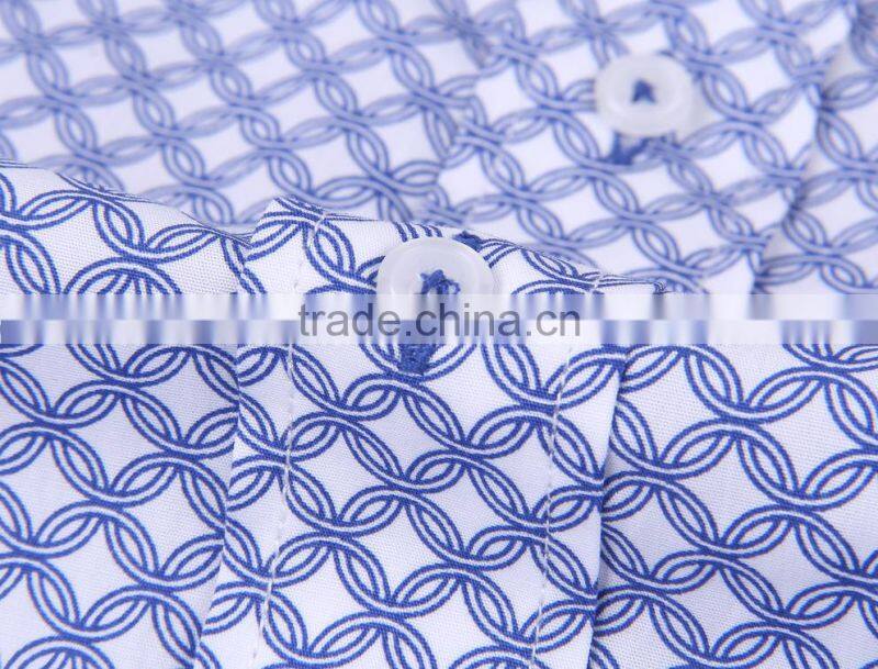 2017 customized printing men's long sleeve shirt with contrast collar and cuff