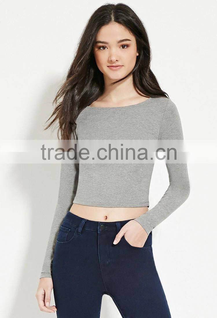 2016 China manufacturer OEM design plain dyed cotton summer fashion long sleeve mature women blouse