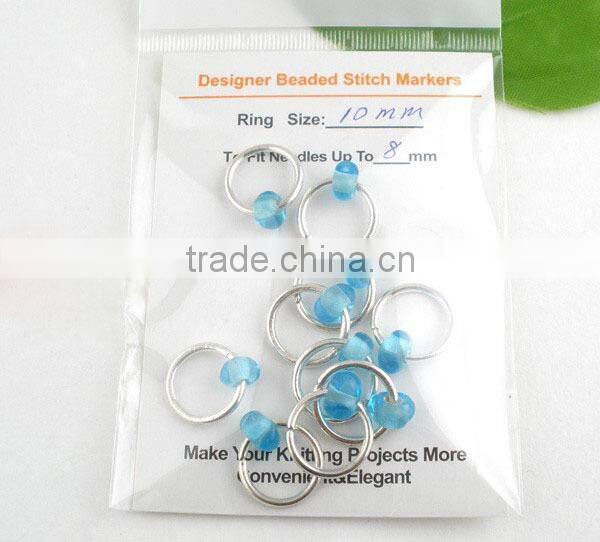 Wholesale Blue Lampwork Glass Knitting Stitch Markers