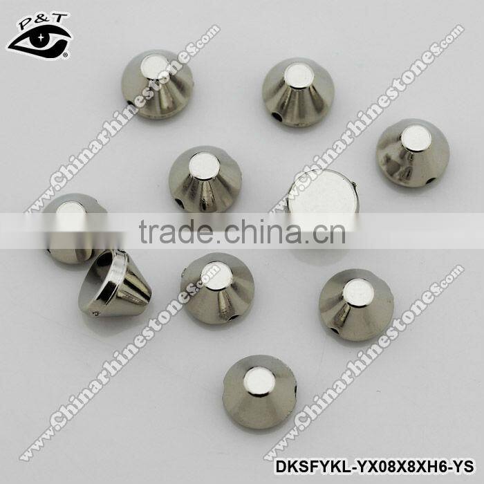 8x6mm silver cone shape sew on spike studs for shoes clothing
