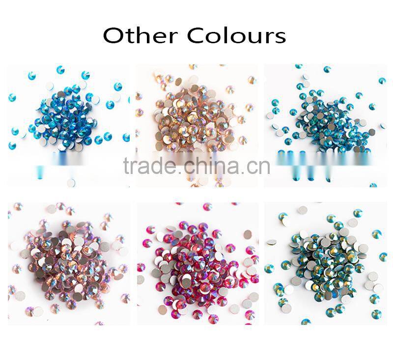NHF 2058 crystalAB Chaton flat back glass nail rhinestones