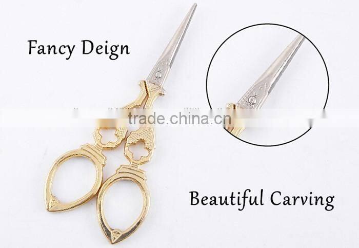 Elegant Golden Carving Garment Sewing Vintage Classic Embroidery Scissors