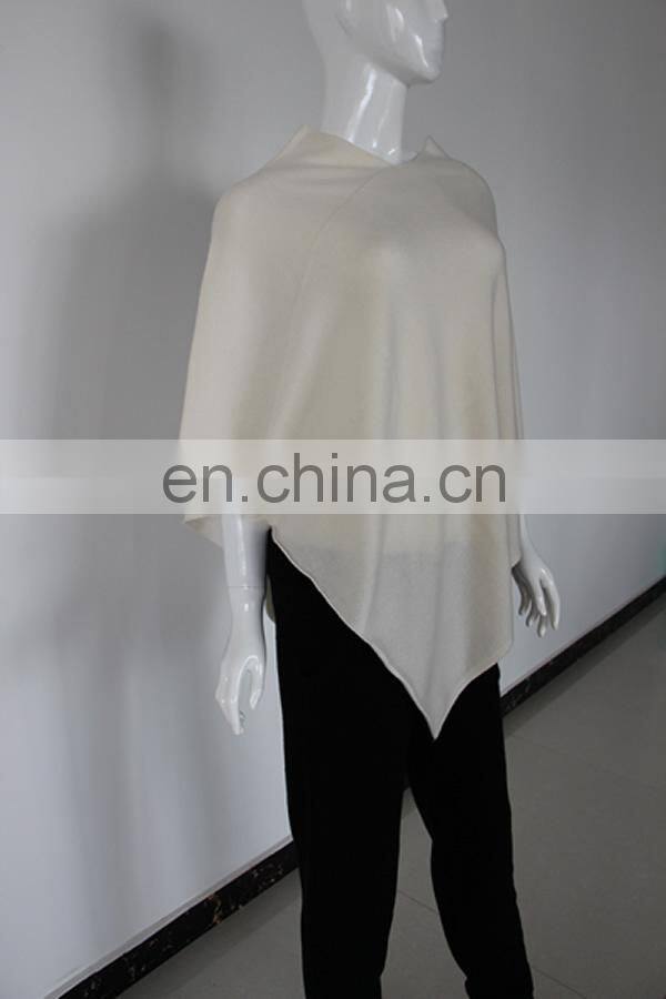 wholesale 12gg flat knitted pink color v neck cashmere poncho wraps