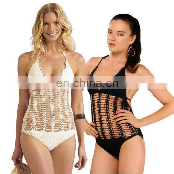 Missadola swimming suit one piece transparent Crochet swimwear