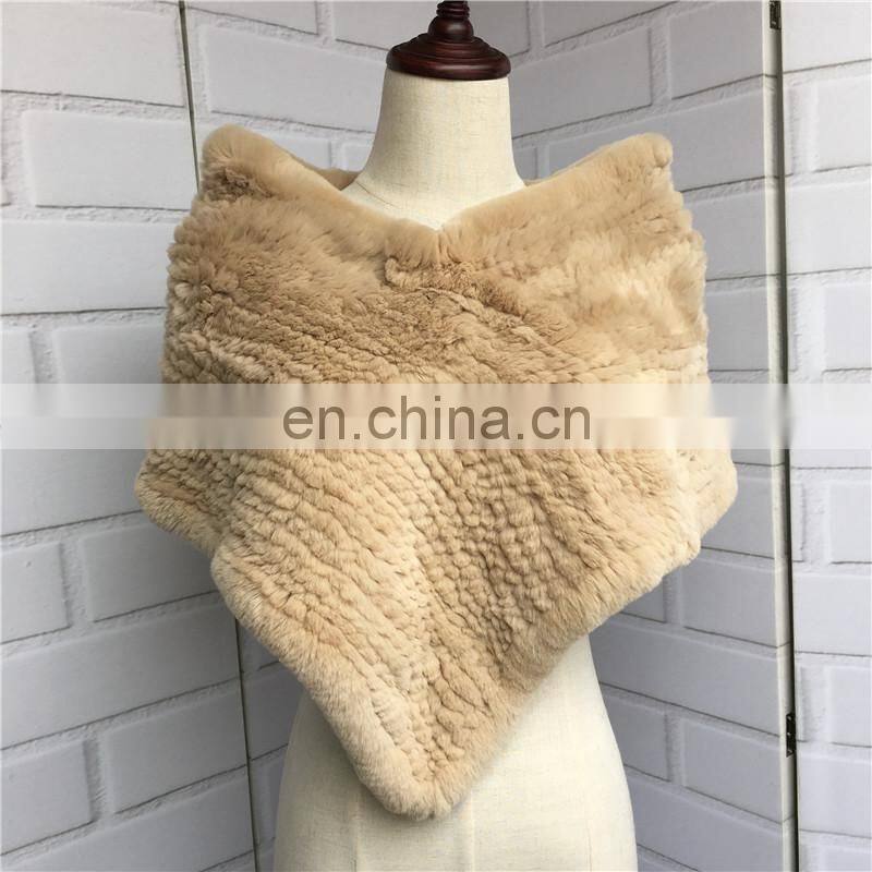 2016 Fashionable Hand Knitted Genuine Rex Rabbit Fur Scarf