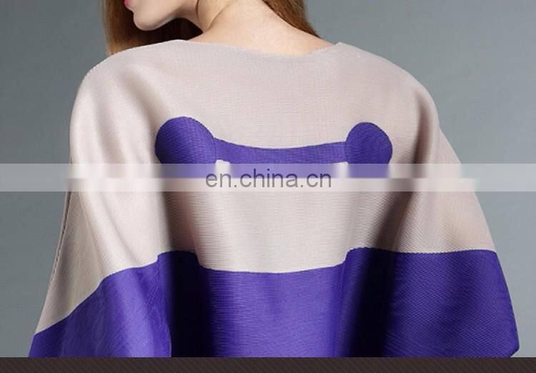 New fashion color block pleated design women cloak style coat