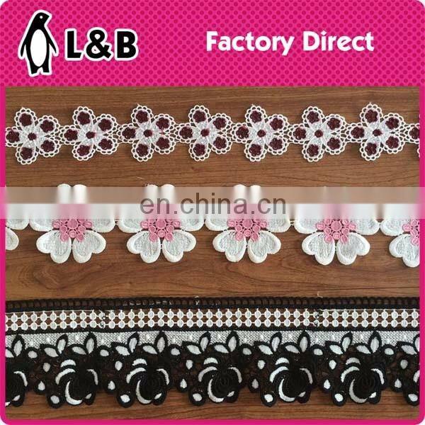 2017 embroidery white milk silk yards chemical lace trims border
