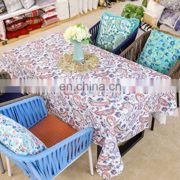 Custom paisley digital printing printed pattern polyester tablecloth table cloth for home decor
