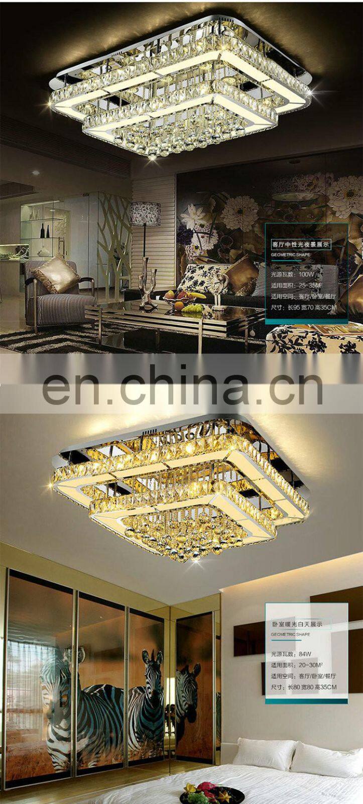 luxury rectangular crystal ceiling lamps living room bedroom restaurant ceiling lamps