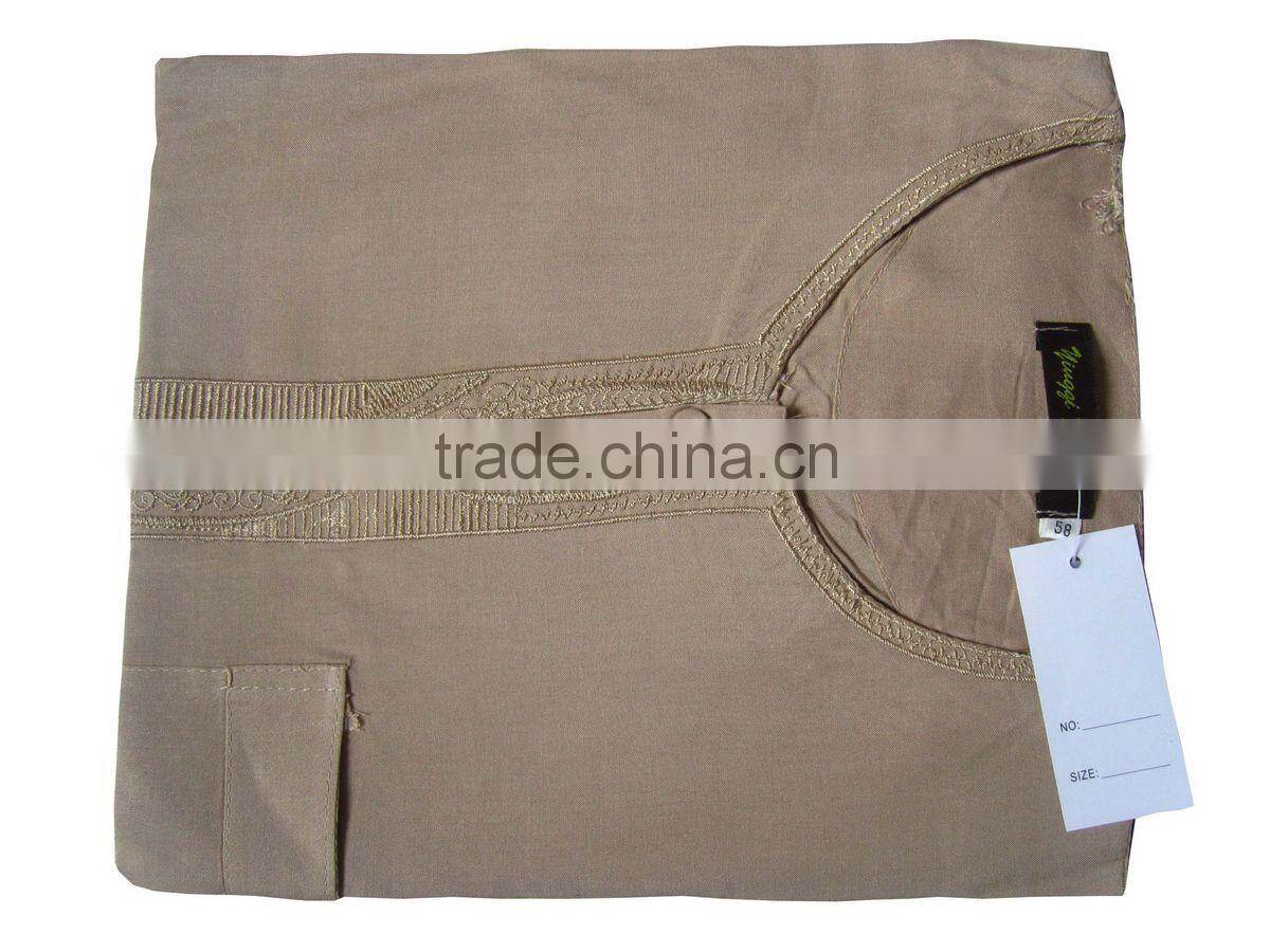 CM003 New daffah thobe 100% cotton poplin 137cm comfortable summer arabic men clothes short sleeve Muslim thobe