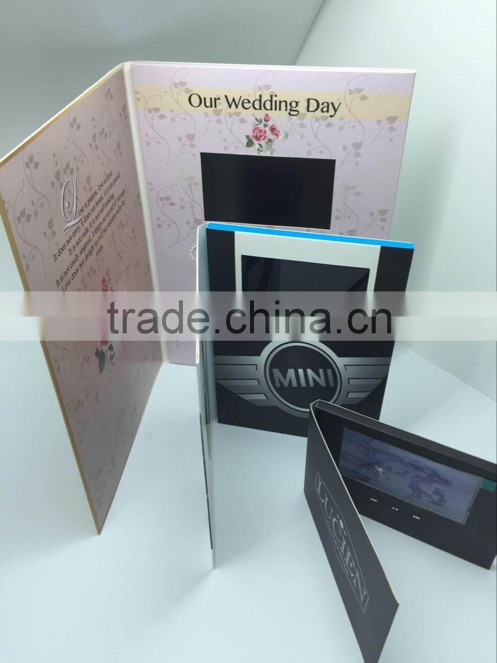 4.3 inch business invitation lcd video greeting card laser cut wedding invitations