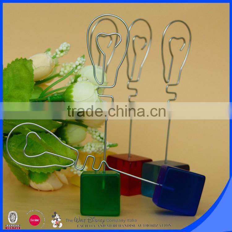 Five color place card holder of cube base lightbulb clip