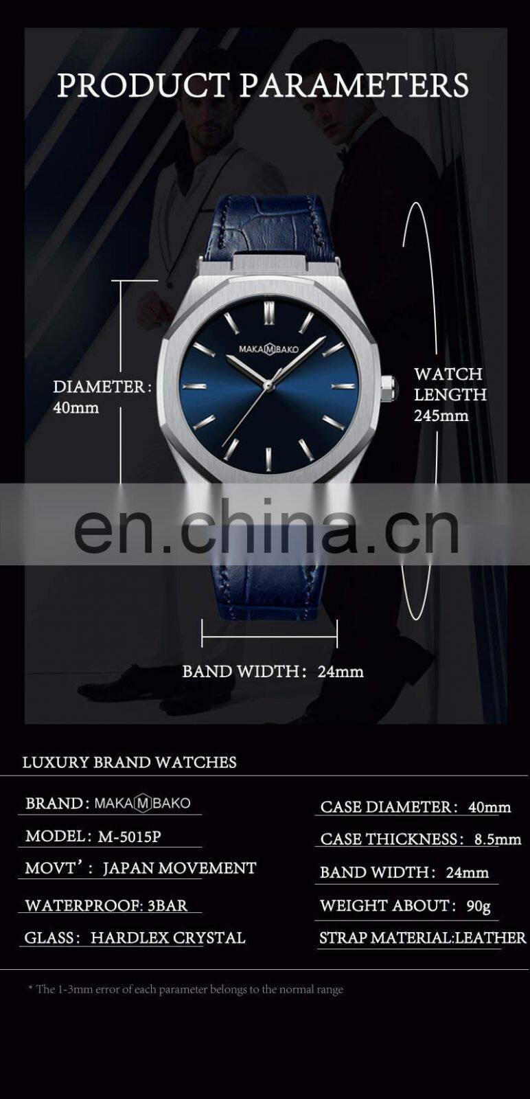 Hannah Martin 5015 Nice simple Quartz Watch Analog Water Resistant Stainless Steel Watches for Sale Men