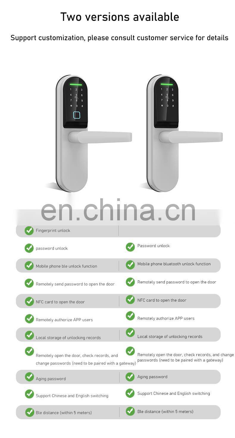 Digital Outdoor Locks Fingerprint Touch Screen Electronic Handle Home Cheap Locker Apartment Ttlock Tuya Smart Finger Door Lock