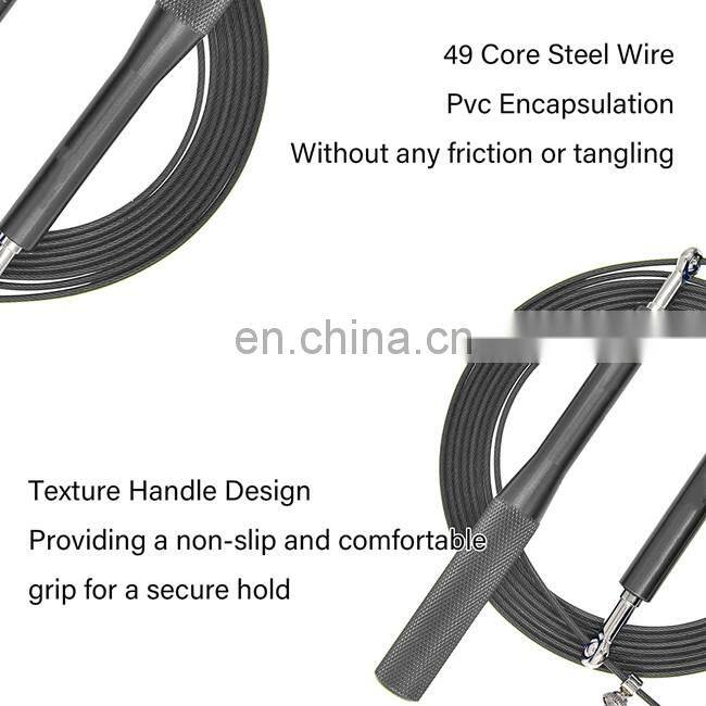 High Speed Skipping Rope Tangle-Free with Self-Locking Screw-Free Design Rope-Adjustable (2 Cables) Aluminum Alloy Non Slip Hand