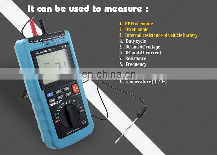 All-sun EM132 Automotive Multimeter Digital Auto Diagnosis Tacho Meter AC DC Amp Volt Ohm Temp Battery Tester Engine RPM