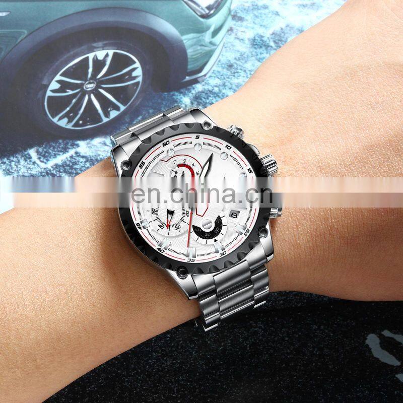 NIBOSI Quartz Watch Men Blue Casual Fashion Chronograph Mens Watches Top Brand Luxury Big Dial Watch Relogio Masculino