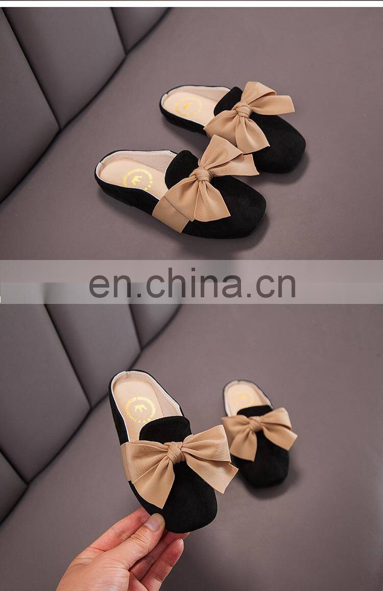 New Kids Slippers Girls Princess Spring Summer Casual Sandal Cute Bow Decorative Soft Leather Rubber Sole Baby Princess Shoes