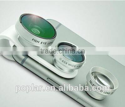 180 degree fisheye (black circles) + 0.65X Wide Angle + 10X telephoto macro + 2X Bokeh effects