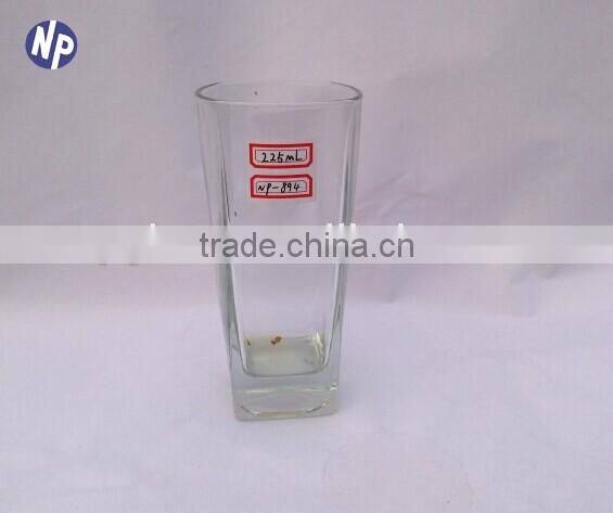 fashion designed unbreakable squared shaped clear glass drinking cups