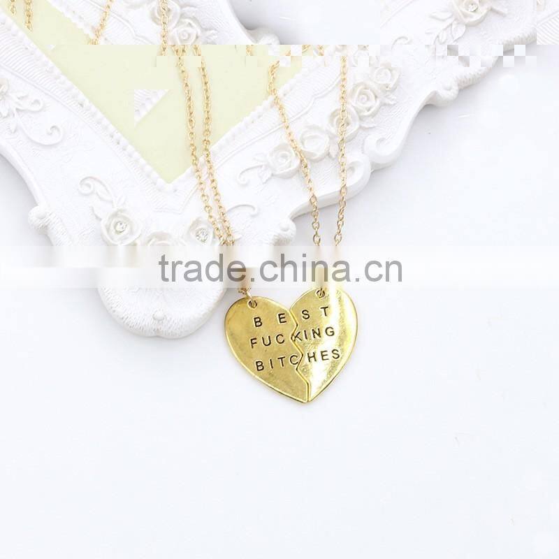 Best Bitches broken heart necklace pendant necklace wholesale