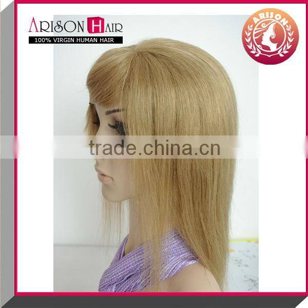Popular blonde 100% european hair silk top lace wig