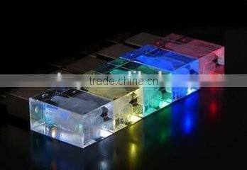 Customized Logo Engrave Promotion Mini Crystal jewellery 32GB 64GB USB Flash Memory Drive with LED Light