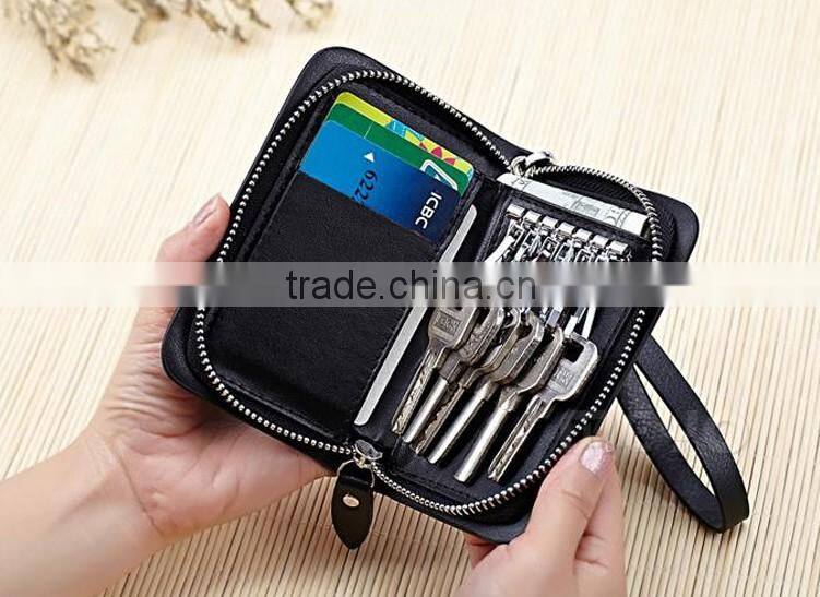 Wholesale money pocket leather key pouch for lady shopping