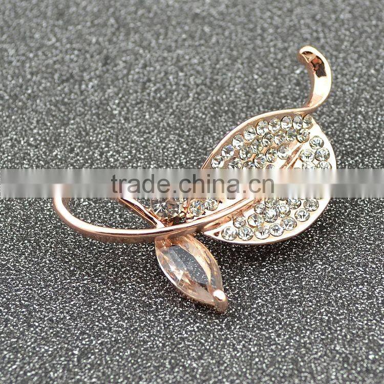 Upscale Full Drill Leaves European And American High-End Suits Accessories Zircon Brooch