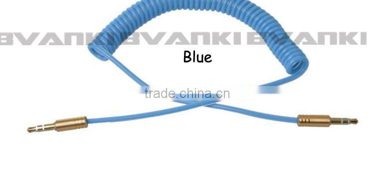 Spring Cable with UL approval Made in China new design coiled flexible spring cable Cheap price 3.5mm to 3.5mm jack audio cable