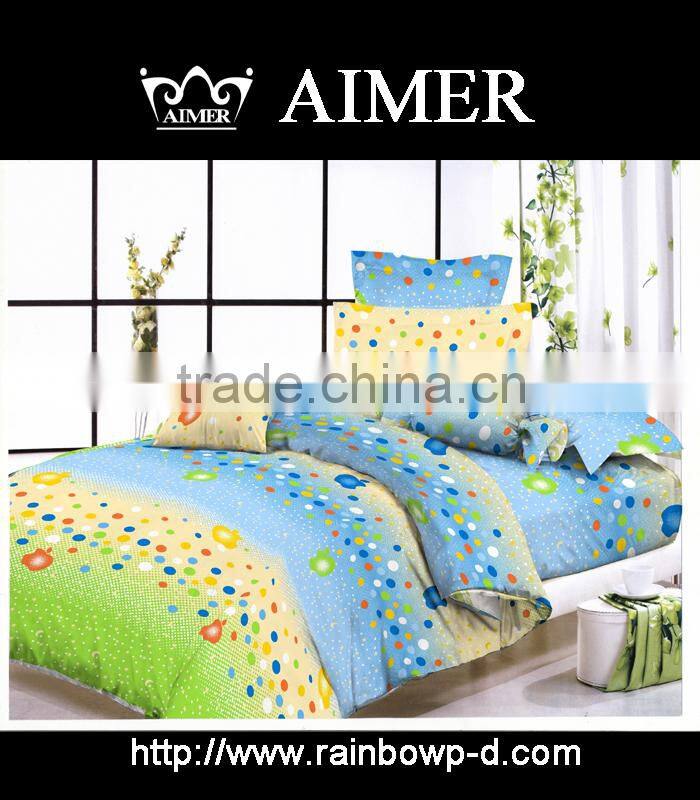 pigment print queen size cotton bed sheet set/comforter set