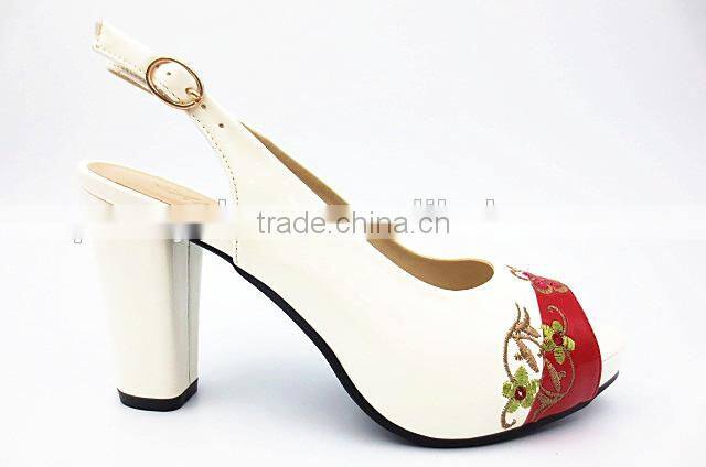 new high class mix color middle heel slingback sandals with embroider