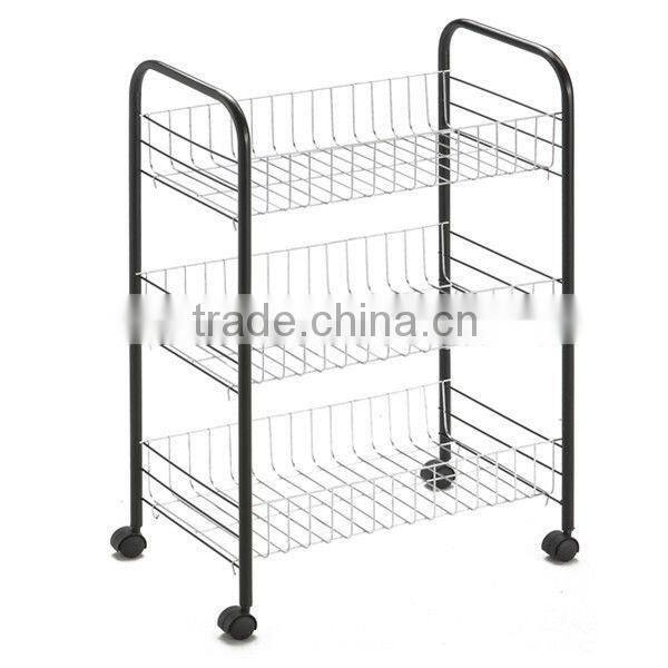 3 Tier mobile metal kitchen storage rack