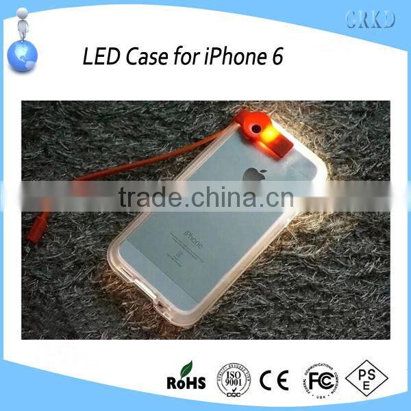 high quality led phone case for iphone 6 with USB cable