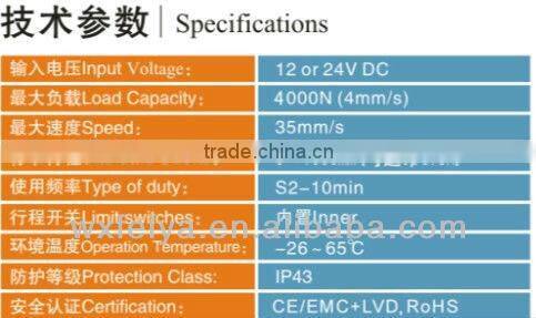 12v/24v dc linear actuator FY014 linear actuator price