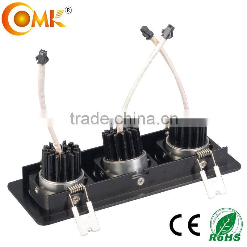 Adjustable 3*5W COB led grill light brushed black rectangular led decorative grille panel