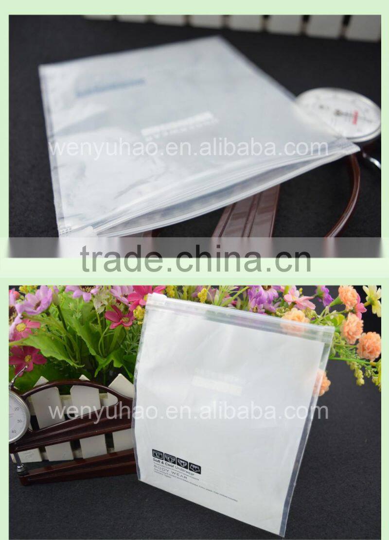 one side clear PE printed underwear slide zipper packing bag factory wholesale