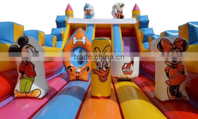 cartoons mickey castle slide, inflatable castle slide for children