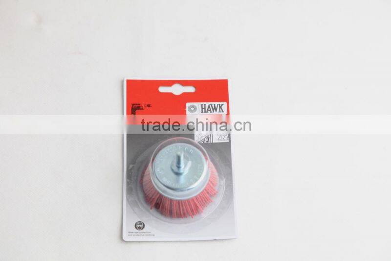 nylon wire cup brushes packed on display cards, diameter 75mm or 3"
